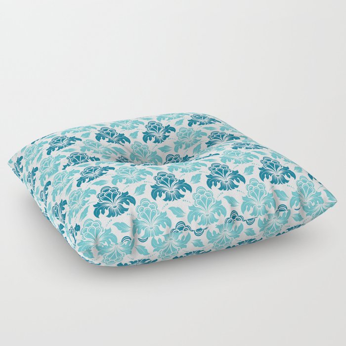 Preppy Room Decor - Preppy Blue and Teal damask Floor Pillow