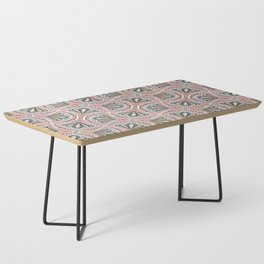 Textured Fan Tessellations in Red, White, Orange and Indigo Coffee Table