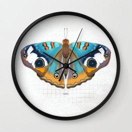 calm: buckeye butterfly Wall Clock | Fly, Blue, Buckeyebutterfly, Digital, Wings, Butterfly, Drawing, Teal, Junonia, Coenia 