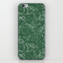 Green Chalk Board With White Children Toys Seamless Pattern    iPhone Skin