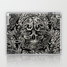 Skull Floral Victorian Flourish Hand Drawn Art Carving Laptop Skin