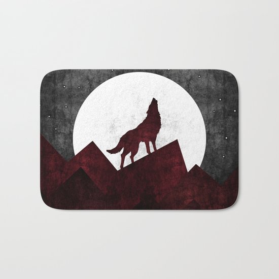 Wolf at night Bath Mat