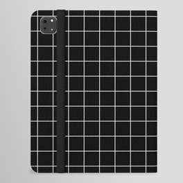 Grid Pattern Line Stripe Black and White Minimalist Geometric Stripes Lines Drawing iPad Folio Case