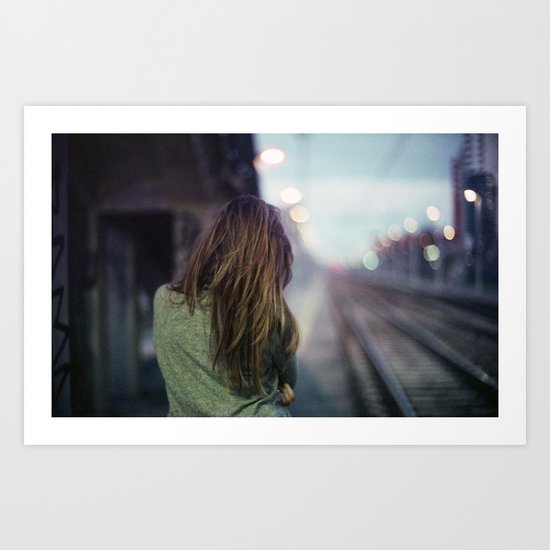 Girl in a Milano Night Art Print