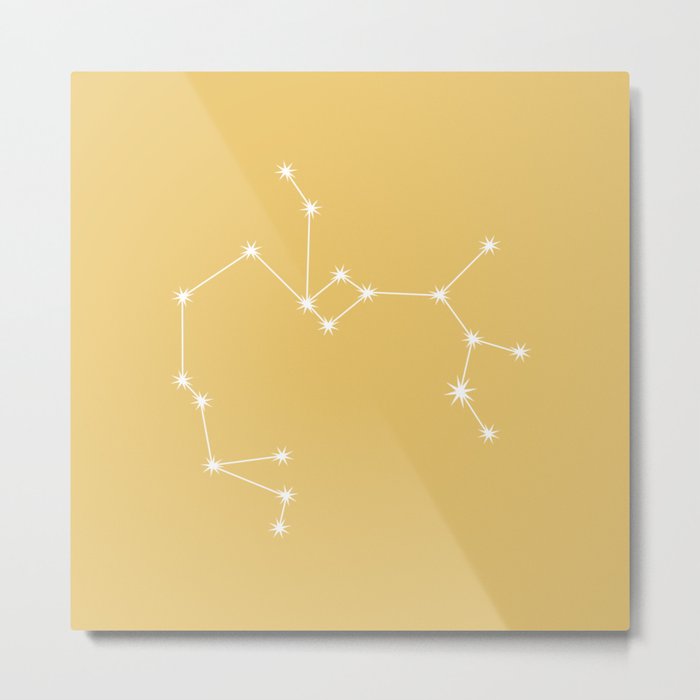 SAGITTARIUS Sunshine Yellow – Zodiac Astrology Star Constellation Metal Print