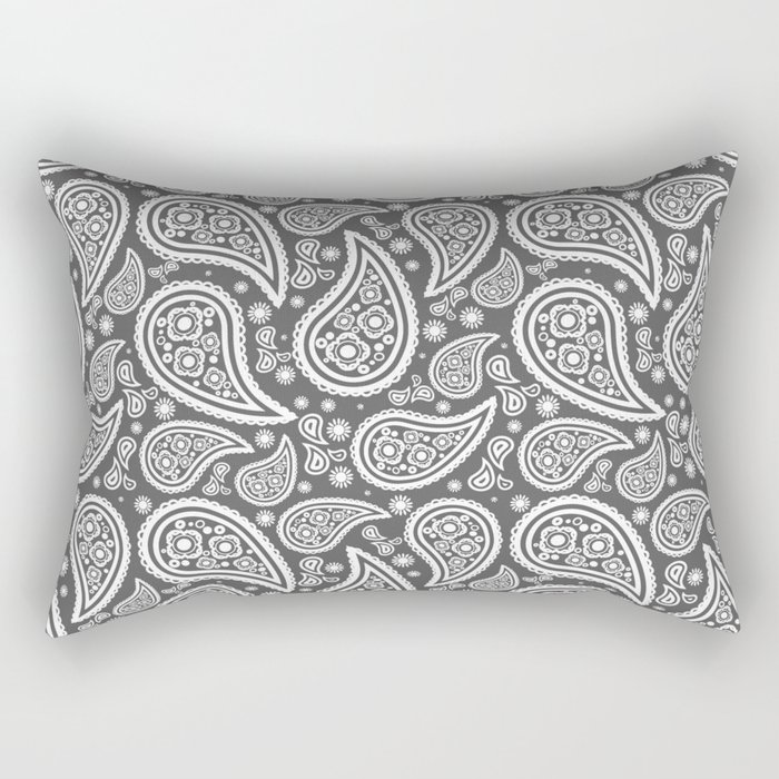 Paisley (White & Grey Pattern) Rectangular Pillow