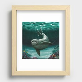 "Hawaiian Monk Seal" by Amber Marine ~ Acrylic Painting, (Copyright 2015) Recessed Framed Print