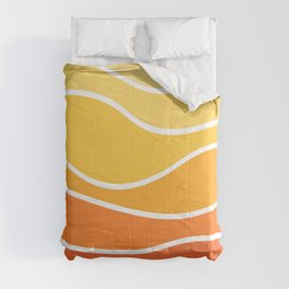 Yellow and orange retro style waves Comforter