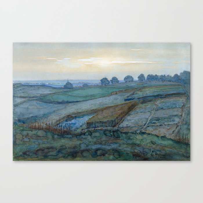 Landscape near Arnhem (1900–1901) painting in high resolution by Piet Mondrian Canvas Print