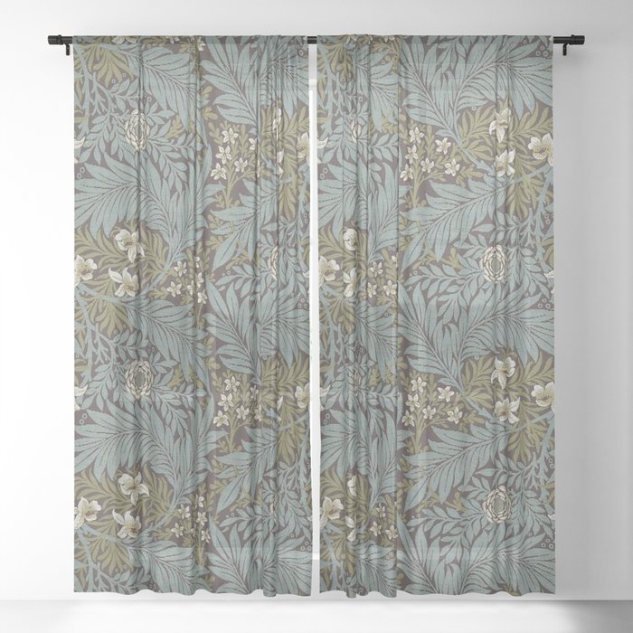 William Morris Vintage Larkspur Blue Green Sheer Curtain