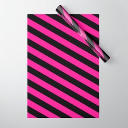 [ Thumbnail: Black and Deep Pink Colored Lines/Stripes Pattern Wrapping Paper ]
