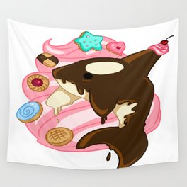Chocolate Orca Wall Tapestry