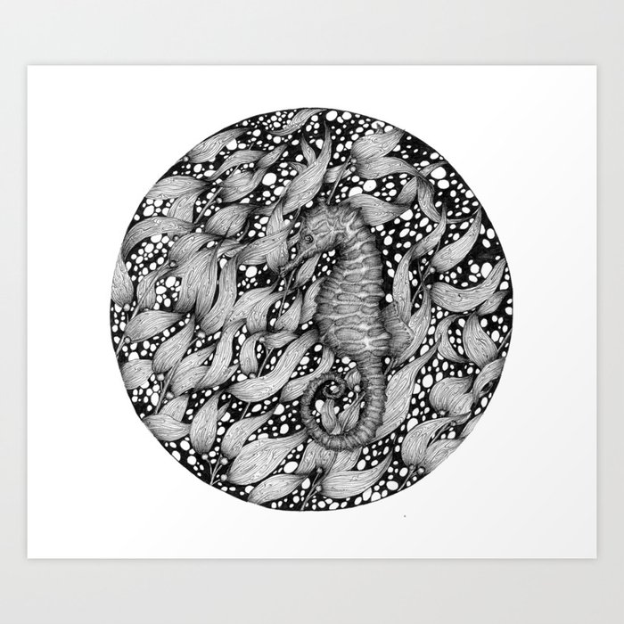 Seahorse in the Kelp Forest Art Print