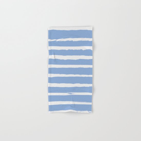 Irregular Hand Painted Stripes Light Blue Hand & Bath Towel