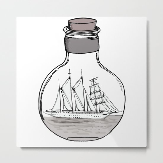 the ship in the bulb Metal Print