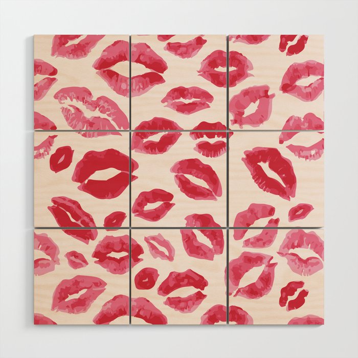 Lipstick Kisses Wood Wall Art