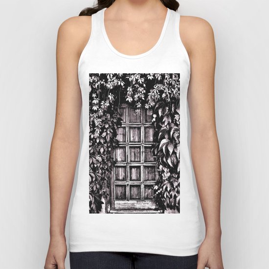 Black White Old Door Unisex Tank Top