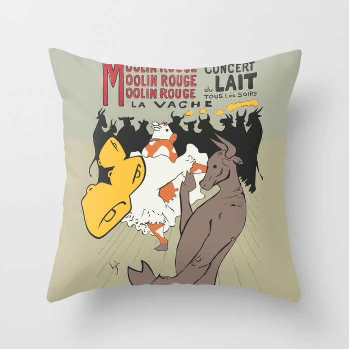 Moolin Rouge - This Cow Can Can Can Throw Pillow