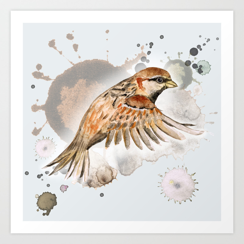 Flying Sparrow Art Print By Bwiselizzy Society6