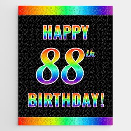 [ Thumbnail: Fun, Colorful, Rainbow Spectrum “HAPPY 88th BIRTHDAY!” Jigsaw Puzzle ]