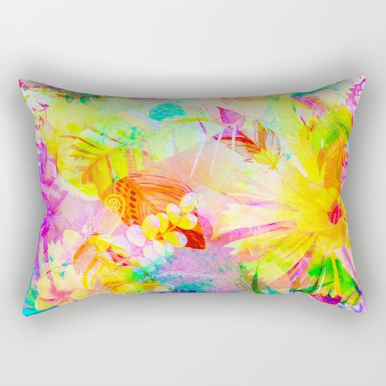 flowers pink yellow Rectangular Pillow