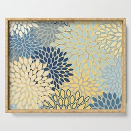 Floral Print, Yellow, Gray, Blue, Teal Serving Tray
