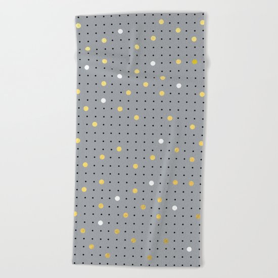 Pin Points Grey, Gold and White Beach Towel