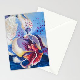 White Orchid Acrylic Painting Stationery Cards
