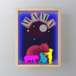 Mama bear and cubs Framed Mini Art Print