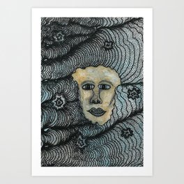 "waking life" Art Print | Posca, Promarker, Dreams, Flowers, Drawing, Pattern, Ink Pen, Acrylic, Black And White, Psychedelic 