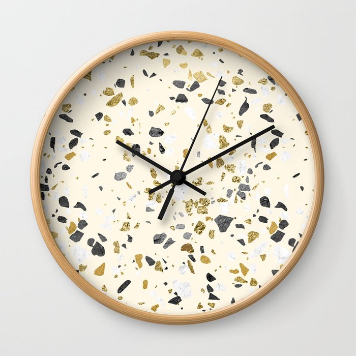 Glitter and Grit Yellow Gold Marble Wall Clock