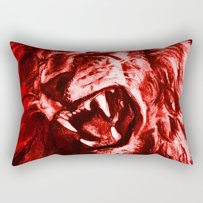 Panthera Leo Carboneum - Red Rectangular Pillow