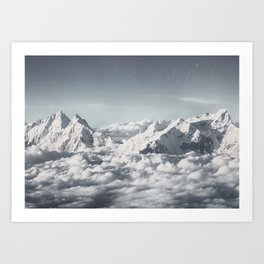 Peaks above the clouds Art Print