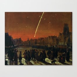 Comet above Rotterdam - Lieve Verschuier (1680) Canvas Print