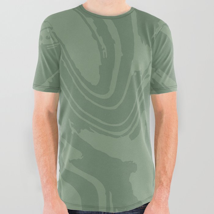 Abstract Swirl Marble (sage green) All Over Graphic Tee