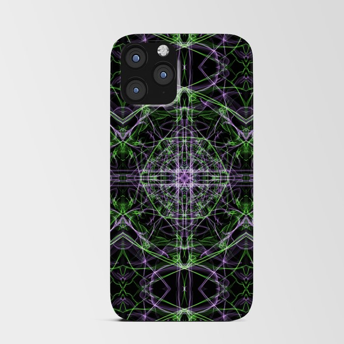 Liquid Light Series 76 ~ Green & Purple Abstract Fractal Pattern iPhone Card Case