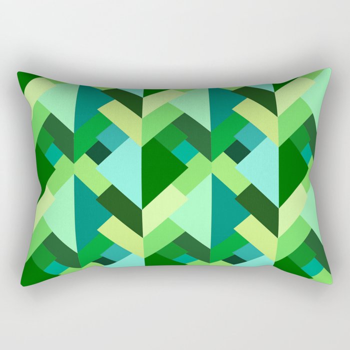 Modern Abstract Triangles, Emerald Green and Aqua Rectangular Pillow