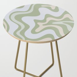 Liquid Swirl Contemporary Abstract Pattern in Light Sage Green Side Table