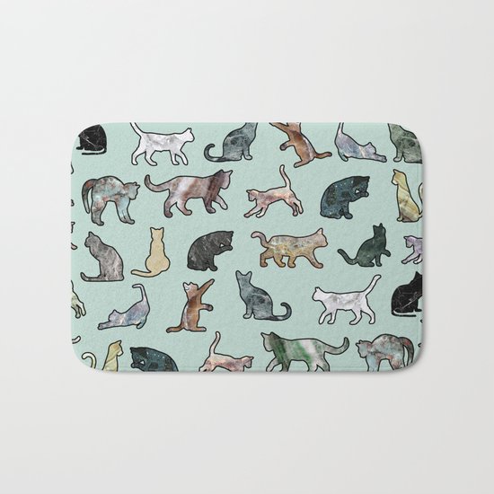 Cats shaped Marble - Mint Green Bath Mat