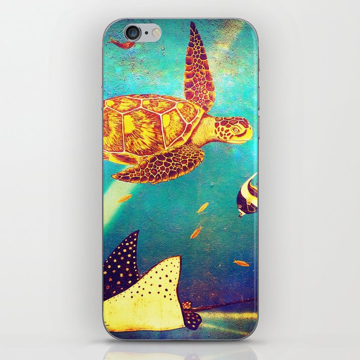 Beautiful Sea Turtles Under The Ocean Painting iPhone Skin
