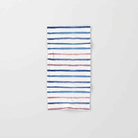 Watercolor pink and blue stripes Hand & Bath Towel