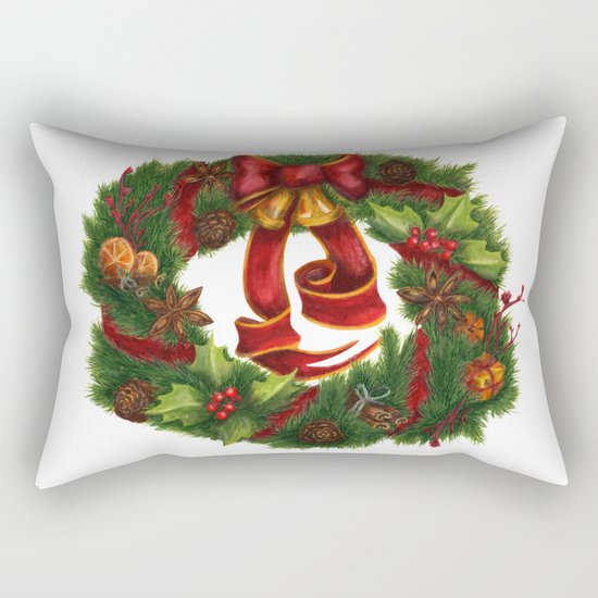 Christmas wreath. Art nouveau. Rectangular Pillow