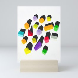 Colorful Children's Toy Blocks with Shadows Mini Art Print