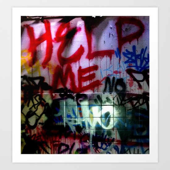 help me graffitti Art Print