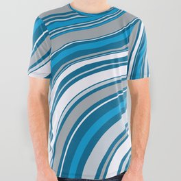Diagonal Blue Lines Pattern Design All Over Graphic Tee