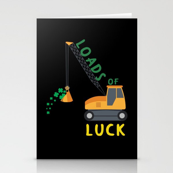Excavator Load Luck Shamrock Saint Patrick's Day Stationery Cards
