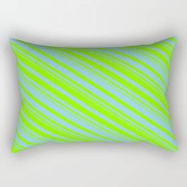 [ Thumbnail: Sky Blue and Chartreuse Colored Pattern of Stripes Rectangular Pillow ]