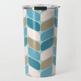 Vintage Diagonal Rectangles Blue Gold White Travel Mug