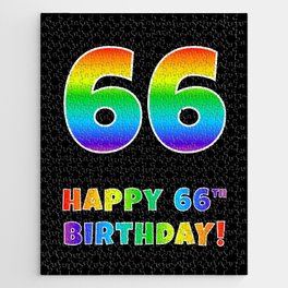 [ Thumbnail: HAPPY 66TH BIRTHDAY - Multicolored Rainbow Spectrum Gradient Jigsaw Puzzle ]