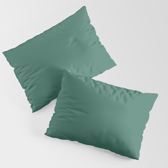 Dark Green Solid Color Pantone Fir 18-5621 TCX Shades of Blue-green Hues Pillow Sham